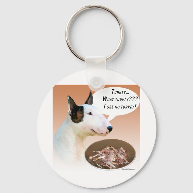 Miniature Bull Terrier Turkey Keychain (Front)