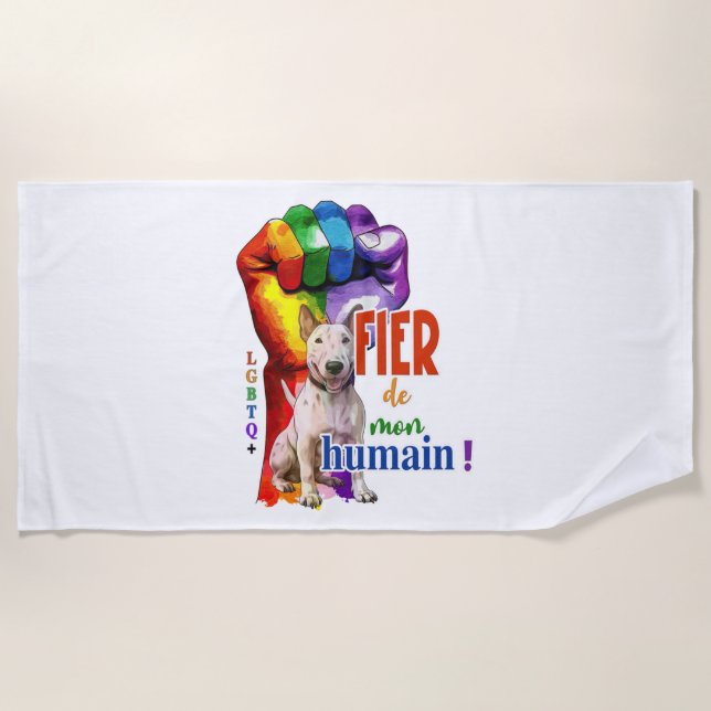 Miniature Bullterrier dog Beach Towel (Front)