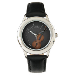 Miniature Cello & Bow Inside Personalized Watch