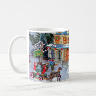 Miniature christmas village coffee mug