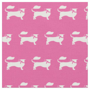 Miniature Dachshund Weiner Dog Silhouette Pet Pink Fabric