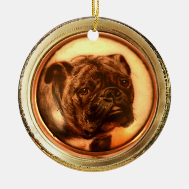 MINIATURE DOG PORTRAITS Bulldog Ceramic Ornament (Front)