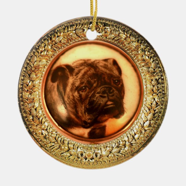 MINIATURE DOG PORTRAITS Bulldog Ceramic Ornament (Front)