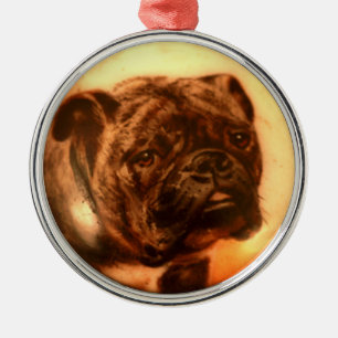 MINIATURE DOG PORTRAITS Bulldog Metal Ornament