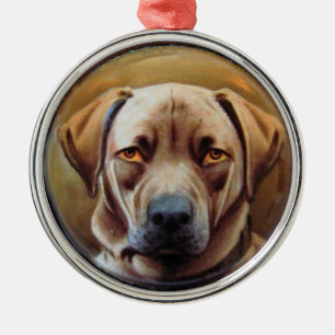 MINIATURE DOG PORTRAITS, Chocolate Labrador Metal Ornament