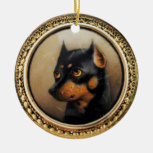 MINIATURE DOG PORTRAITS Pincher Ceramic Ornament