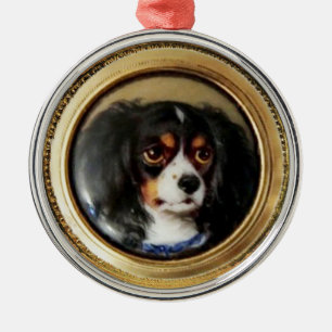 MINIATURE DOG PORTRAITS Tricolor Spaniel Metal Ornament