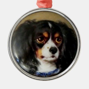 MINIATURE DOG PORTRAITS Tricolor Spaniel Metal Ornament