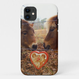Miniature Donkey & Horse Valentine Heart iPhone 11 Case