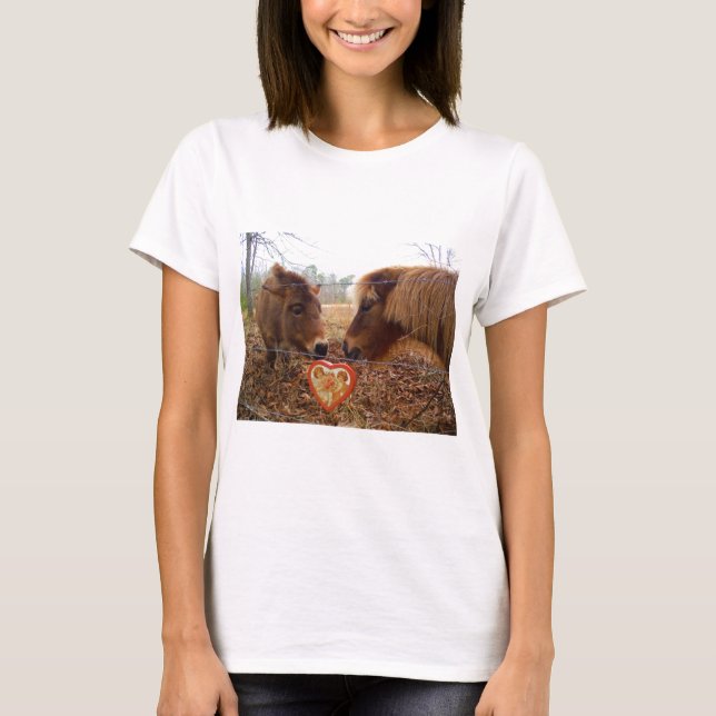 Miniature Donkey & Horse Valentine Heart T-Shirt (Front)