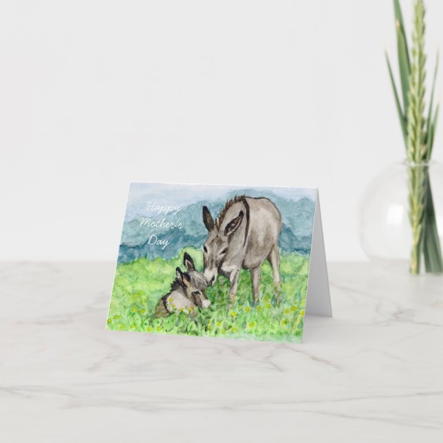 Miniature Donkey Mother's Day Card (Front)