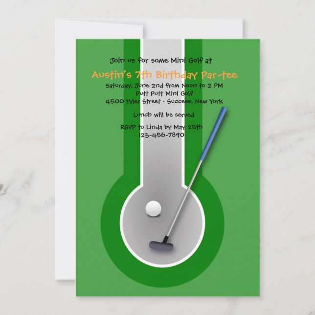 Miniature Golf Anniversaire Fête Invitation (Devant)