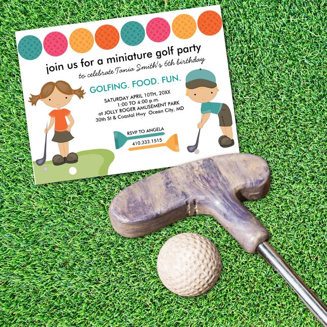 Miniature Golf Anniversaire fêtes Invitations pour (Créateur téléchargé)