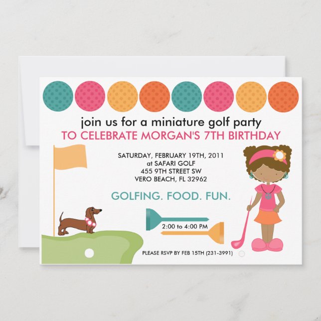 Miniature Golf Enfants Invitations de fête d'anniv (Devant)