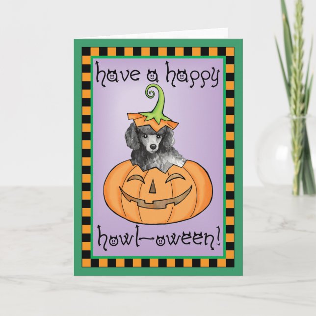 Miniature Halloween Poodle Card (Front)