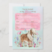 Miniature Horse Anniversaire Fête Invitation