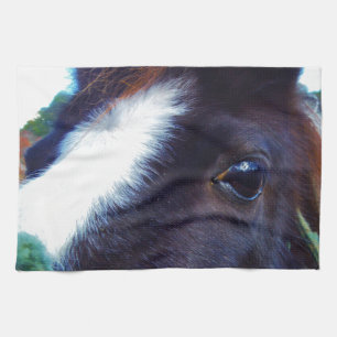 miniature horse face close-up kitchen towel