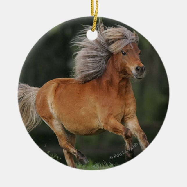 Miniature Horse Running Ceramic Ornament (Front)