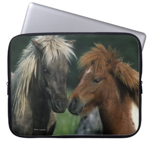 Miniature Horses Touching Laptop Sleeve