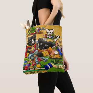 Miniature Knight Cat Model Painting Cats Tote Bag