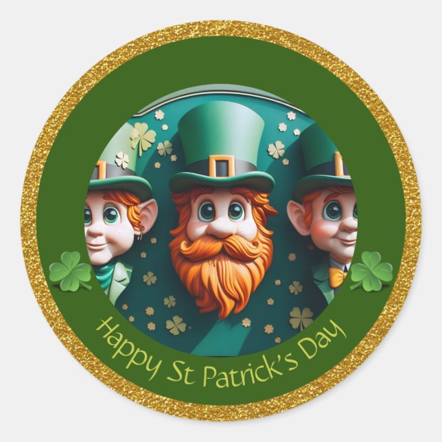 Miniature Leprechaun St Patrick's Day Thanks RS07 Classic Round Sticker (Front)