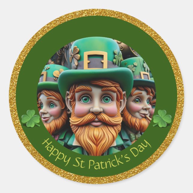 Miniature Leprechaun St Patrick's Day Thanks RS09 Classic Round Sticker (Front)