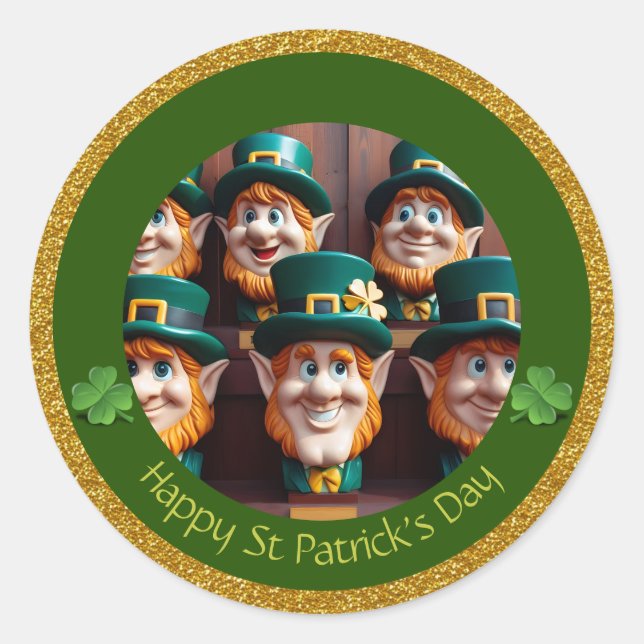 Miniature Leprechaun St Patrick's Day Thanks RS12 Classic Round Sticker (Front)
