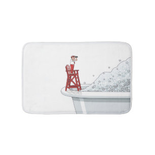 Miniature Lifeguard Watching Over Bubble Bath Mat