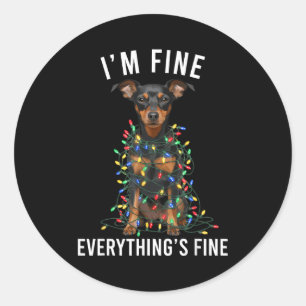 Miniature Nscher Christmas I'm Fine Everything Is Classic Round Sticker