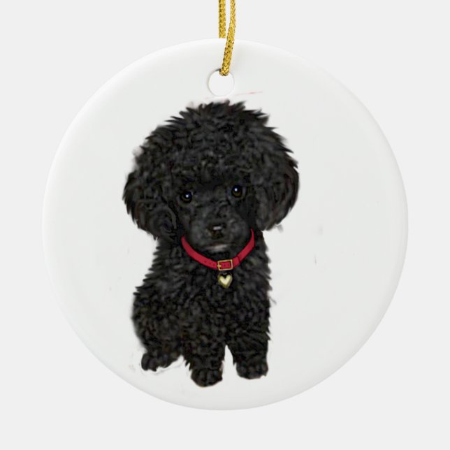 Miniature or Toy Poodle - Black 1 Ceramic Ornament (Front)