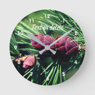 Miniature Pine Cones Personalized Round Clock