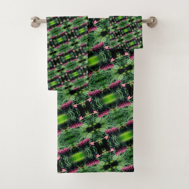 Miniature Pinecones Close Up Abstract Pattern     Bath Towel Set (Insitu)