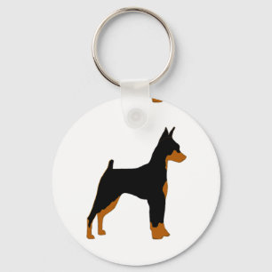 miniature pinscher black and rust silhouette keychain