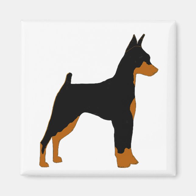 miniature pinscher black and rust silhouette magnet (Front)