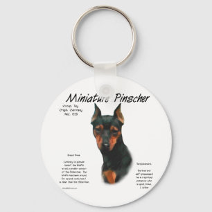 Miniature Pinscher (blk/rust) History Design Keychain