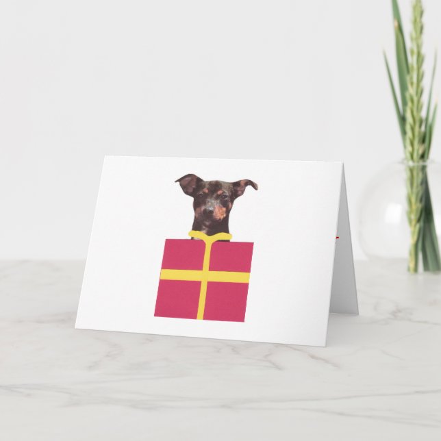 Miniature Pinscher Box Holiday Card (Front)
