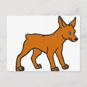 miniature pinscher cartoon stag red postcard
