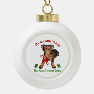 Miniature Pinscher Ceramic Ball Christmas Ornament
