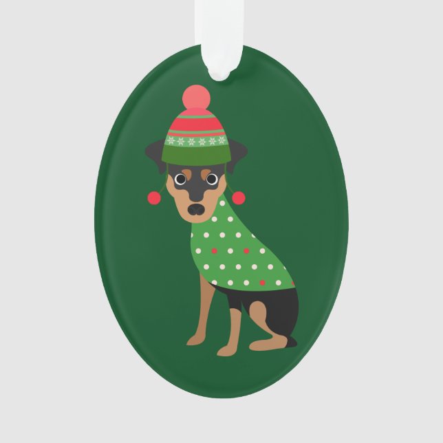 Miniature Pinscher Christmas Ornament (Front)
