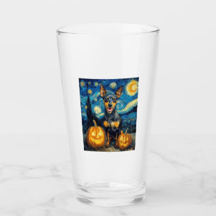 Miniature Pinscher Cute Dog Halloween Jack O Lante Glass