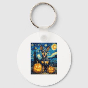Miniature Pinscher Cute Dog Halloween Jack O Lante Keychain