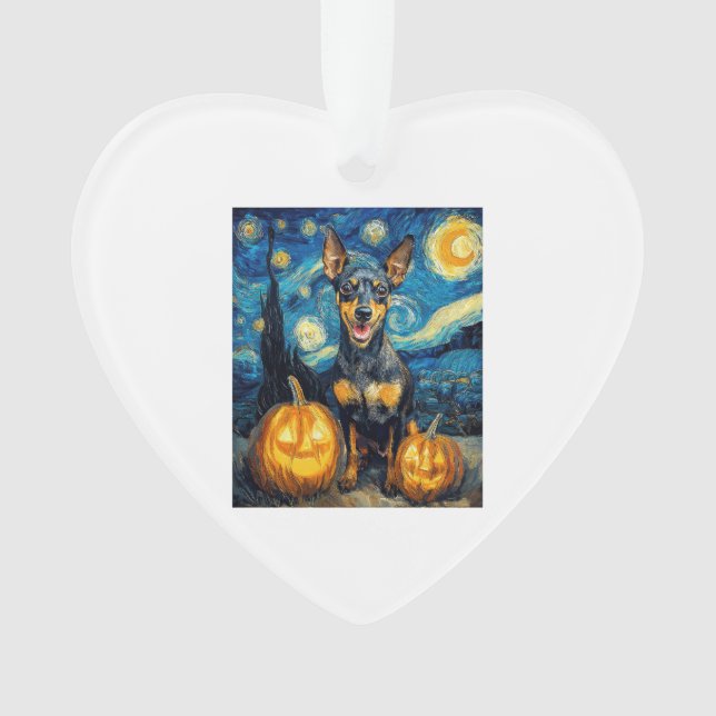 Miniature Pinscher Cute Dog Halloween Jack O Lante Ornament (Front)