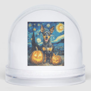 Miniature Pinscher Cute Dog Halloween Jack O Lante Snowglobe