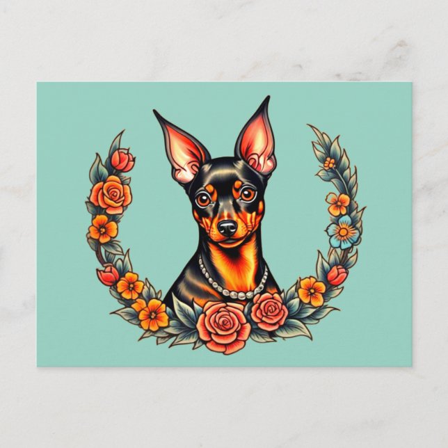 Miniature Pinscher Dog Art Postcard (Front)