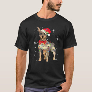 Miniature Pinscher Dog Christmas Light Xmas Mom Da T-Shirt