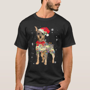 Miniature Pinscher Dog Christmas Light Xmas Mom Da T-Shirt