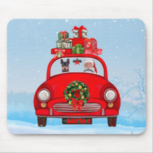 Miniature Pinscher Dog In Car With Santa Claus  Mouse Pad