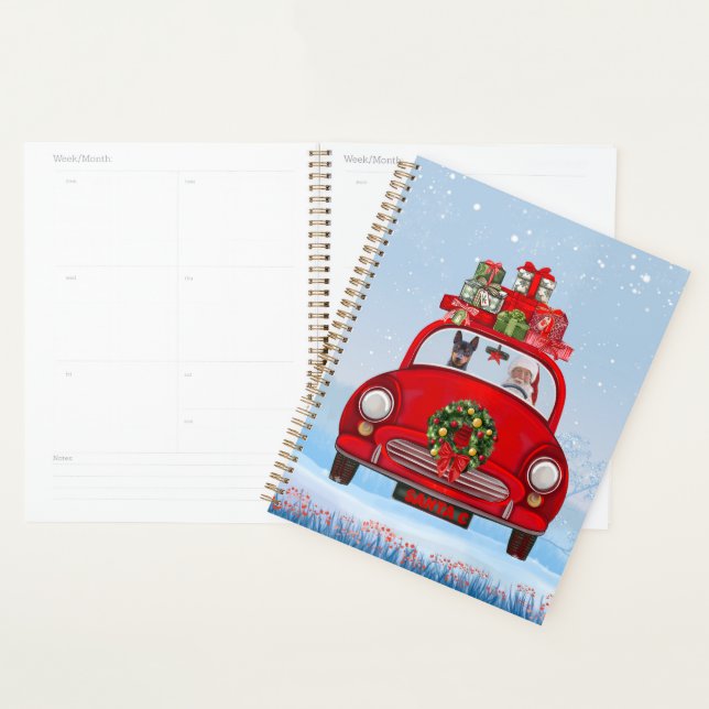 Miniature Pinscher Dog In Car With Santa Claus  Planner (Display)