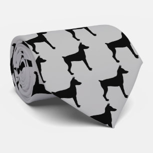 Miniature Pinscher Dog Silhouette Tie