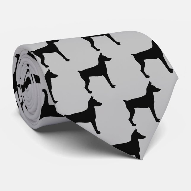 Miniature Pinscher Dog Silhouette Tie (Rolled)